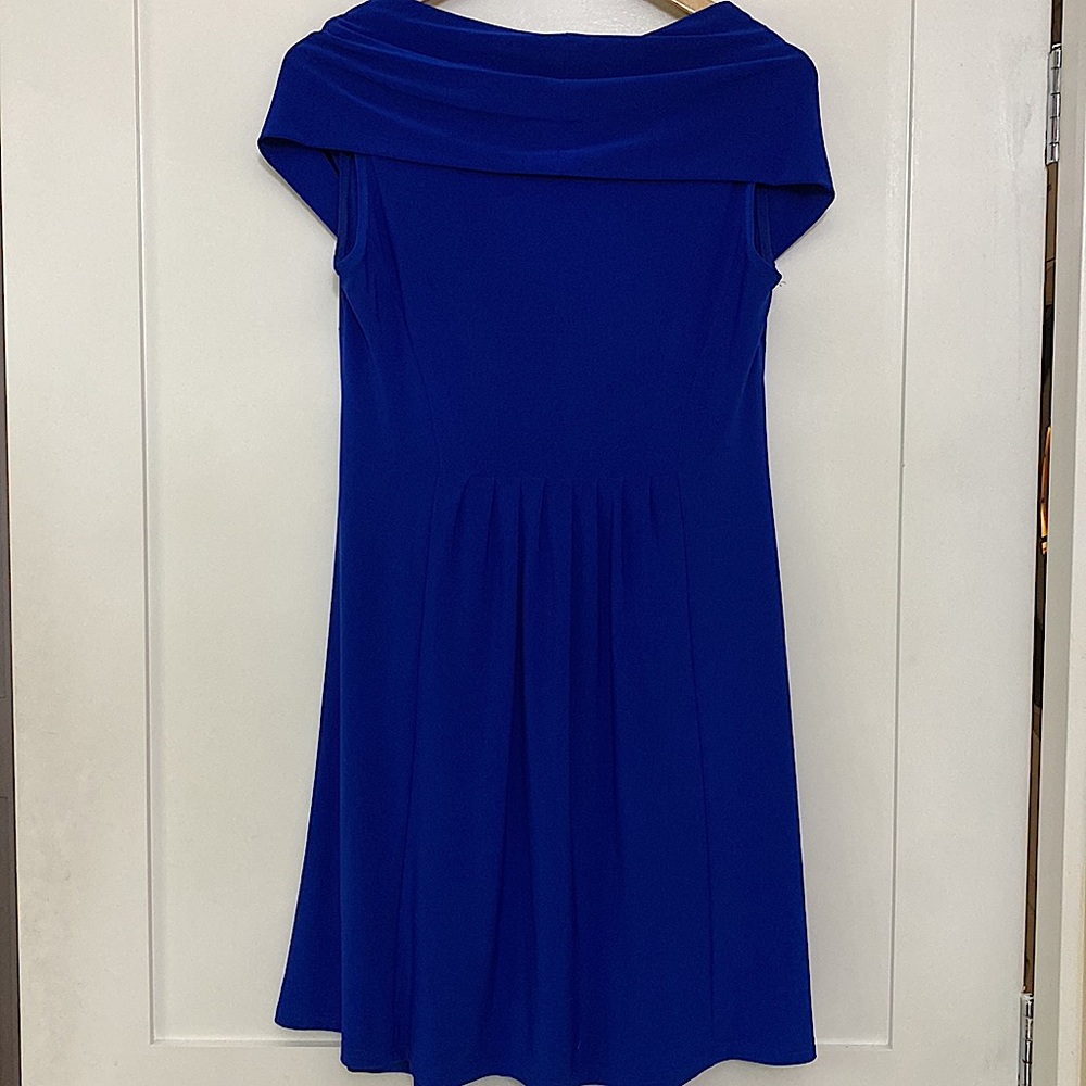 Joseph Ribkoff Royal Blue off shoulder Midi dress , ruffles front size 8 ⭐️⭐️⭐️ - Picture 6 of 12